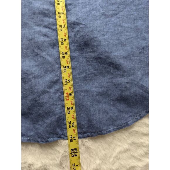 LUUKAA Blue Linen Blouse Shirt Women's Size 8 Button Up Long sleeve Blouse Tunic - Picture 9 of 11